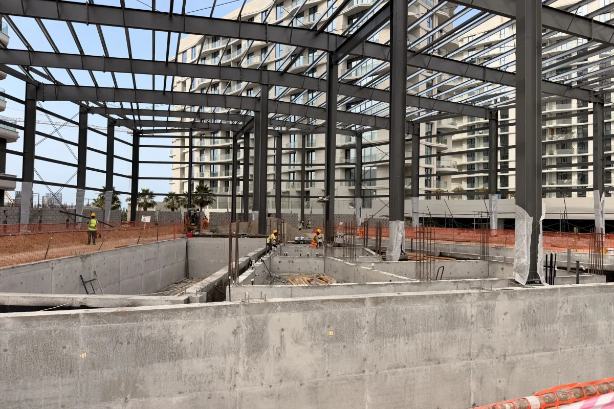 Purlins and rafters over the parking pits